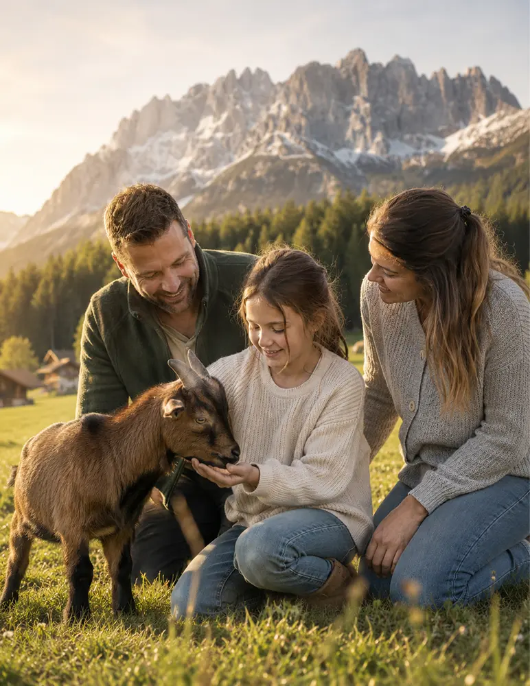 Familie mit Tieren am Gafalhof